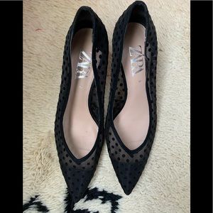 Zara kitten heel polka dot mesh pump